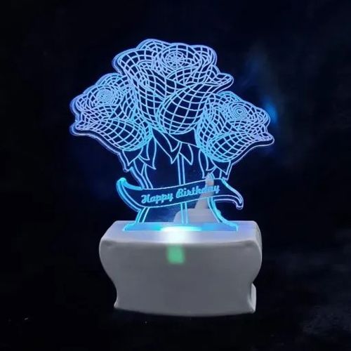 طرح برش لیزری گل رز سه بعدی LED شب نور - laser cut roses 3d led night light ve - برای دستگاه CNC چوب و لیزر (سی ان سی)
