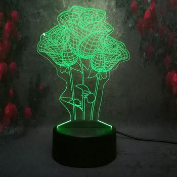 طرح برش لیزری گل رز گل سه بعدی توهم لامپ - laser cut roses flower 3d illusion lamp ve jpeg - برای دستگاه CNC چوب و لیزر (سی ان سی)