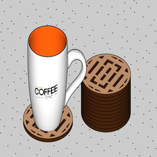 طرح برش لیزری گرد زیرلیوانی - laser cut round coaster - برای دستگاه CNC چوب و لیزر (سی ان سی)