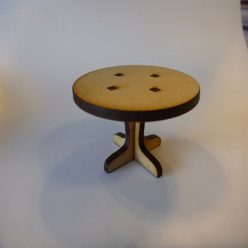 طرح میز گرد برش لیزری برای خانه عروسکی هزینه - lasercut round table for a doll house - برای دستگاه CNC چوب و لیزر (سی ان سی)