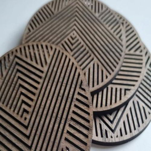 طرح زیرلیوانی‌های چوبی گرد برش لیزری - laser cut round wooden coasters ve - برای دستگاه CNC چوب و لیزر (سی ان سی)
