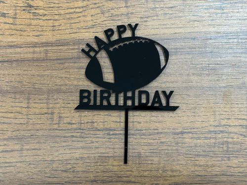 طرح برش لیزری توپ راگبی تولدت مبارک کیک تزئین - laser cut rugby ball happy birthday cake topper ve - برای دستگاه CNC چوب و لیزر (سی ان سی)