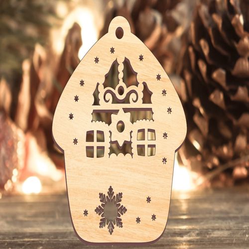 طرح برش لیزری خانه بابا تزئینات بابانوئل تزئینات کریسمس - laser cut santa house ornament bauble christmas decorations ve - برای دستگاه CNC چوب و لیزر (سی ان سی)