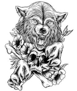 طرح برش لیزری ترسناک گرگ طرح - laser cut scary wolf sketch ve - برای دستگاه CNC چوب و لیزر (سی ان سی)