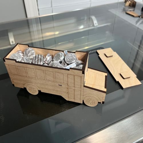 طرح جعبه کارت حمل اتوبوس مدرسه برش لیزری - laser cut school bus box mini school bus driver gift box ve - برای دستگاه CNC چوب و لیزر (سی ان سی)