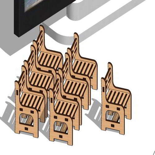 طرح صندلی مینیاتوری مدرسه برش لیزری اسباب بازی خانه عروسک لیزر - laser cut school miniature chair toy dollhouse - برای دستگاه CNC چوب و لیزر (سی ان سی)