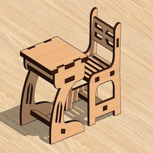 طرح میز و صندلی مدرسه برش لیزری مینیاتور اسباب بازی DIY - laser cut school mini table chair toy diy miniature - برای دستگاه CNC چوب و لیزر (سی ان سی)