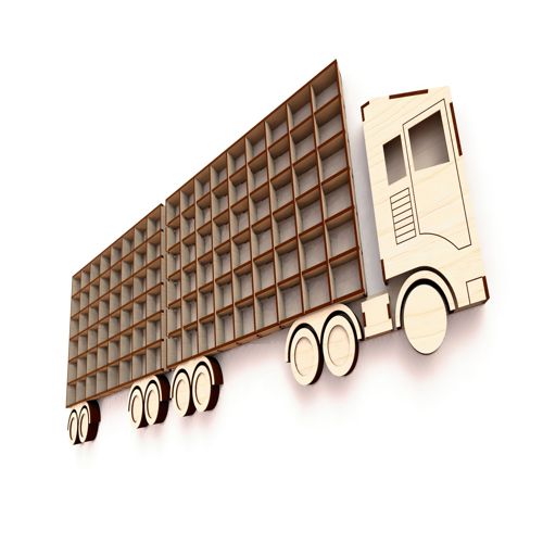 طرح برش لیزری قفسه کامیون با تریلر سه بعدی معما - laser cut shelf truck with trailer 3d puzzle ve - برای دستگاه CNC چوب و لیزر (سی ان سی)