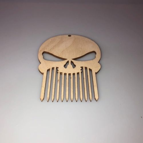 طرح برش لیزری جمجمه ریش شانه - laser cut skull beard comb ve - برای دستگاه CNC چوب و لیزر (سی ان سی)