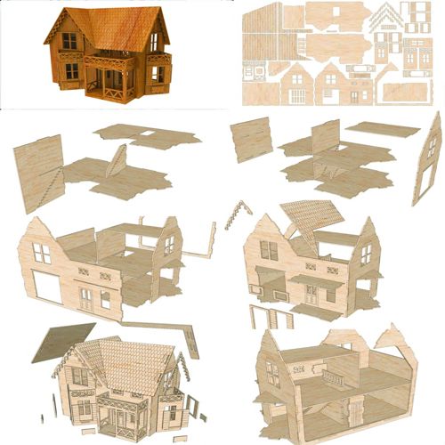 طرح مدل خانه کوچک برش لیزری - laser cut small house model ve - برای دستگاه CNC چوب و لیزر (سی ان سی)