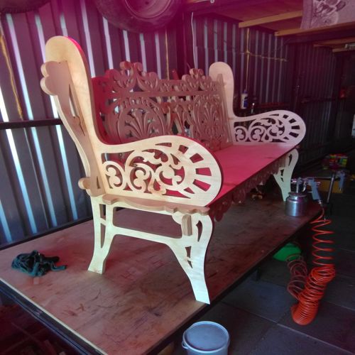 طرح نیمکت تزئینی چوبی کوچک برش لیزری mm - laser cut small wood decorative bench 21mm - برای دستگاه CNC چوب و لیزر (سی ان سی)