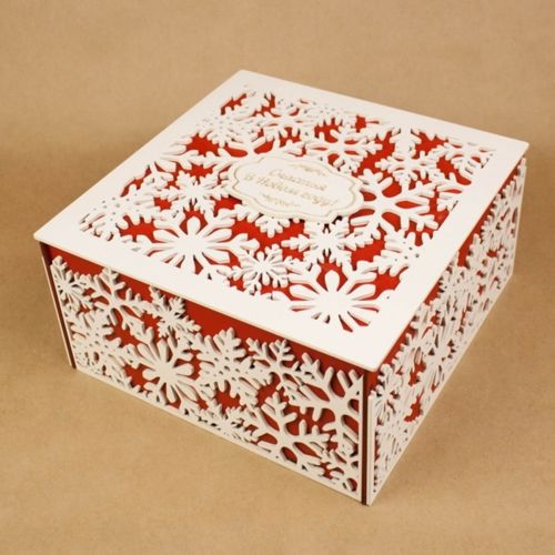 طرح جعبه برش لیزری دانه برف مربع دانه برف جعبه هدیه - laser cut snowflake box square snowflake gift box ve - برای دستگاه CNC چوب و لیزر (سی ان سی)