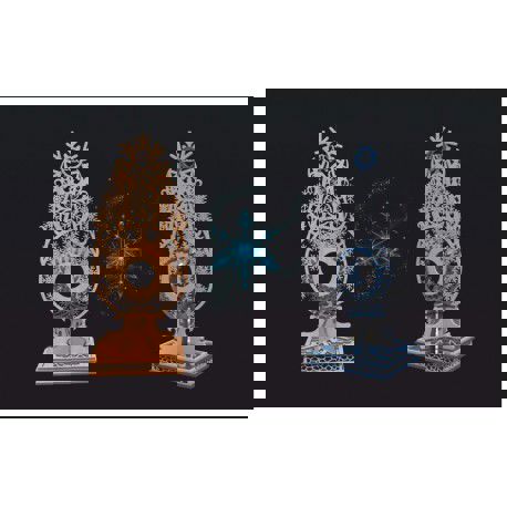 طرح ساعت برش خورده برف با لیزر میلی متر - laser cut snowflake clock 4mm ve - برای دستگاه CNC چوب و لیزر (سی ان سی)