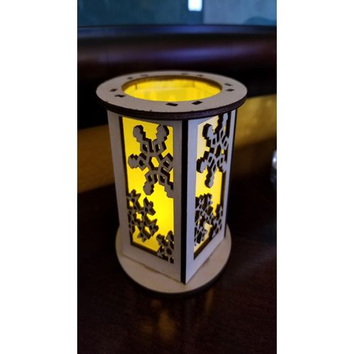 طرح چراغ قوه فانوس برش دانه برف لیزری نور شب - laser cut snowflake lantern lamp night light - برای دستگاه CNC چوب و لیزر (سی ان سی)
