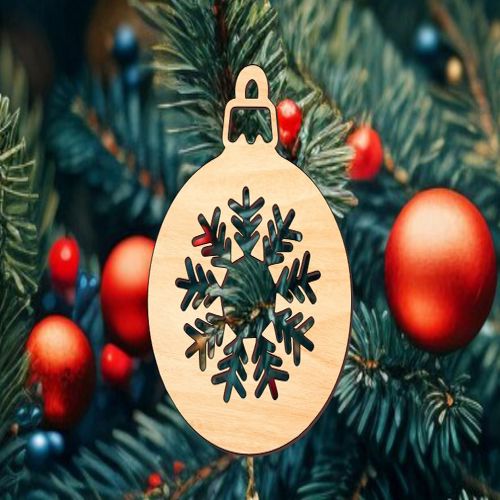 طرح برش لیزری دانه‌های برف، اسباب‌بازی‌های کریسمس، تزئینات، تزئینات - laser cut snowflakes bauble christmas decorations ornament ve - برای دستگاه CNC چوب و لیزر (سی ان سی)