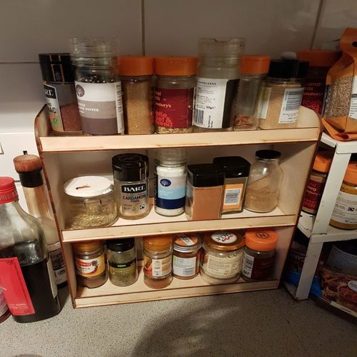 طرح برش لیزری جای ادویه تخته سه لایه تخته سه لایه - laser cut spice rack 3mm plywood - برای دستگاه CNC چوب و لیزر (سی ان سی)