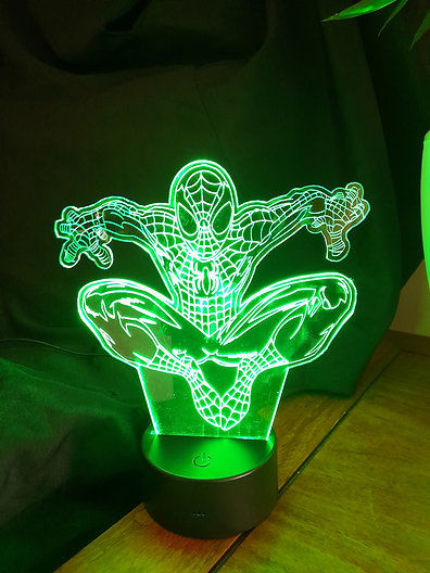 طرح برش لیزری مرد عنکبوتی سه بعدی توهم لامپ - laser cut spiderman 3d illusion lamp ve - برای دستگاه CNC چوب و لیزر (سی ان سی)