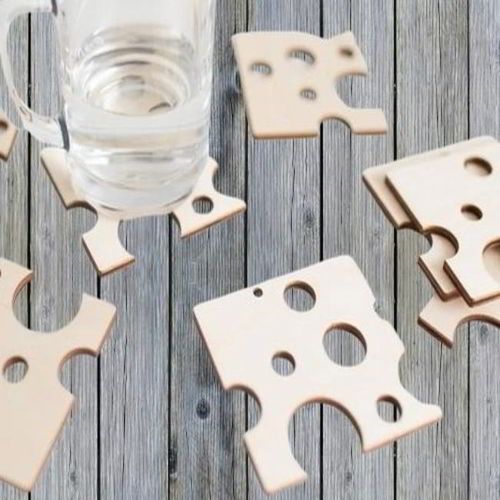 طرح زیرلیوانی‌های پنیر مربعی برش لیزری روکش - laser cut square cheese coasters ve - برای دستگاه CNC چوب و لیزر (سی ان سی)