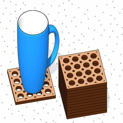 طرح برش لیزری زیرلیوانی مربعی - laser cut square coaster ve - برای دستگاه CNC چوب و لیزر (سی ان سی)