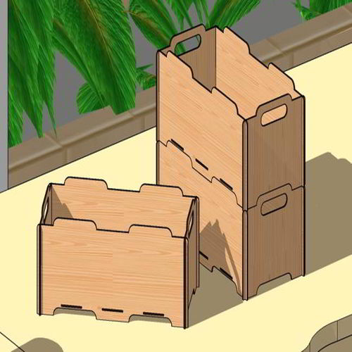 طرح جعبه نگهداری قابل انباشته برش لیزری سبد جعبه - laser cut stackable storage box basket - برای دستگاه CNC چوب و لیزر (سی ان سی)