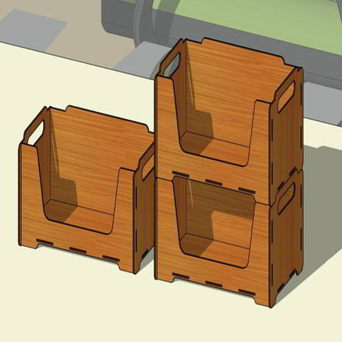 طرح جعبه چوبی برش خورده شده با لیزر جعبه - laser cut stackable storage box wooden crate - برای دستگاه CNC چوب و لیزر (سی ان سی)