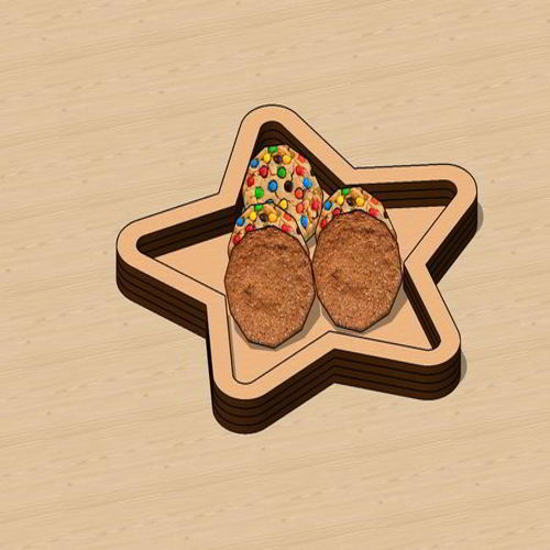 طرح سینی پذیرایی ستاره‌ای برش لیزری - laser cut star serving tray - برای دستگاه CNC چوب و لیزر (سی ان سی)