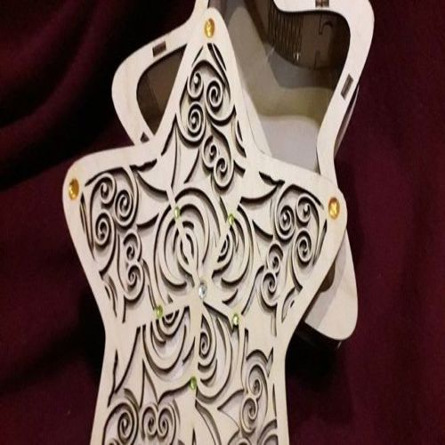 طرح جعبه هدیه ستاره‌ای شکل برش لیزری - laser cut star shape gift box - برای دستگاه CNC چوب و لیزر (سی ان سی)