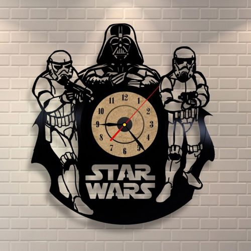 طرح ساعت دیواری دارث ویدر و جنگ ستارگان با برش لیزری و سربازان طوفان () - laser cut star wars darth vader wall clock and storm troopers ve - برای دستگاه CNC چوب و لیزر (سی ان سی)