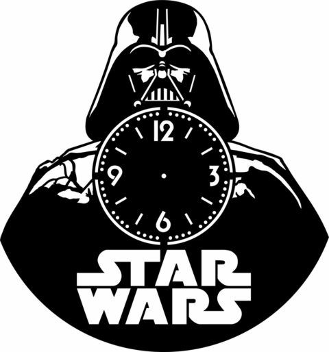 طرح قالب ساعت وینیل برش لیزری جنگ ستارگان - laser cut star wars vinyl clock template ve - برای دستگاه CNC چوب و لیزر (سی ان سی)
