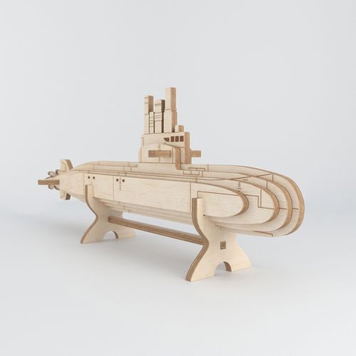 طرح مدل چوبی زیردریایی برش لیزری - laser cut submarine wooden model ve - برای دستگاه CNC چوب و لیزر (سی ان سی)