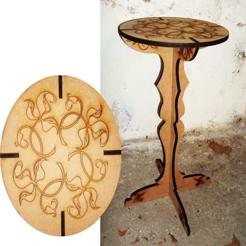 طرح میز برش لیزری با حکاکی - laser cut table with engraving - برای دستگاه CNC چوب و لیزر (سی ان سی)