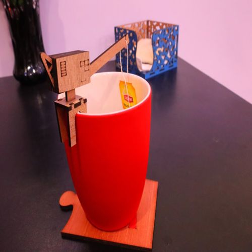 طرح جای چای کیسه برش لیزری - laser cut tea bag holder - برای دستگاه CNC چوب و لیزر (سی ان سی)