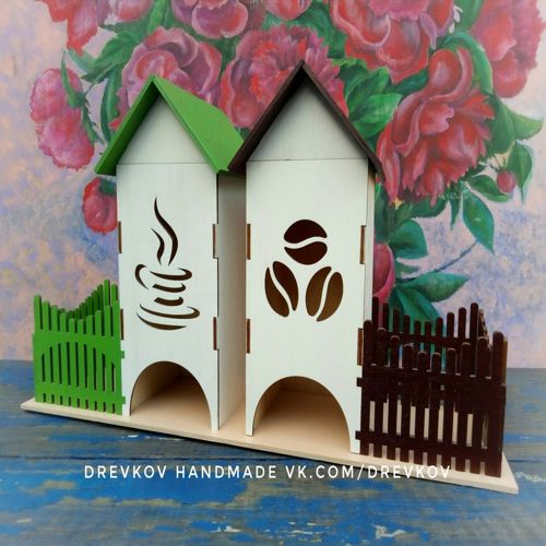 طرح قالب خانه چای کیسه برش لیزری لیزر - laser cut tea bag house template - برای دستگاه CNC چوب و لیزر (سی ان سی)