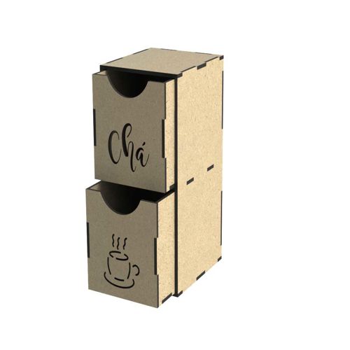 طرح جعبه چای برش لیزری با کشوهای - laser cut tea box with drawers - برای دستگاه CNC چوب و لیزر (سی ان سی)