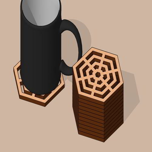 طرح قالب لیزری زیرلیوانی چای لیزر - laser cut tea coaster template - برای دستگاه CNC چوب و لیزر (سی ان سی)