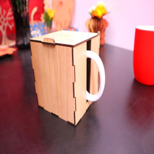 طرح جعبه لیوان چای برش لیزری mdf 3mm - laser cut tea cup box mdf 3mm - برای دستگاه CNC چوب و لیزر (سی ان سی)