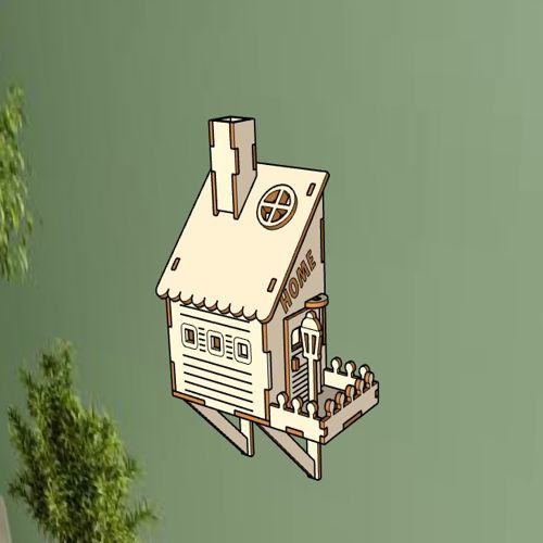طرح چراغ چای آویز خانه نگهدارنده چراغ چای برش لیزری هزینه - laser cut tealight hanging house tealight holder - برای دستگاه CNC چوب و لیزر (سی ان سی)
