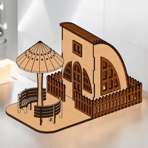 طرح مدل خانه عروسکی پارکی مینیاتوری با برش لیزری - laser cut tea light holder miniature dollhouse park model ve - برای دستگاه CNC چوب و لیزر (سی ان سی)