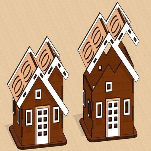 طرح چراغ خواب خانه برش لیزری چراغ شب - laser cut tealight house night lamp - برای دستگاه CNC چوب و لیزر (سی ان سی)