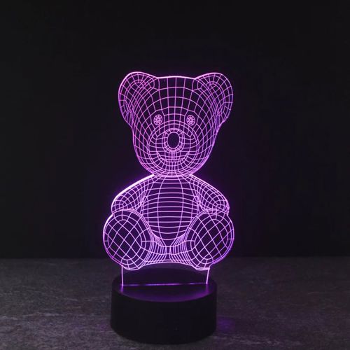 طرح برش لیزری خرس عروسکی سه بعدی توهم لامپ - laser cut teddy bear 3d illusion lamp ve - برای دستگاه CNC چوب و لیزر (سی ان سی)