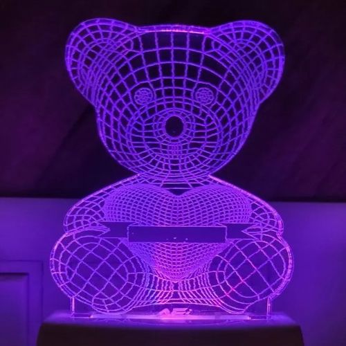 طرح برش لیزری خرس عروسکی قلب سه بعدی توهم لامپ - laser cut teddy bear heart 3d illusion lamp ve - برای دستگاه CNC چوب و لیزر (سی ان سی)