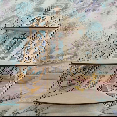 طرح قفسه گوشه‌ای سه طبقه برش لیزری برای آیکون‌ها - laser cut three tiered corner shelf for icons ve - برای دستگاه CNC چوب و لیزر (سی ان سی)