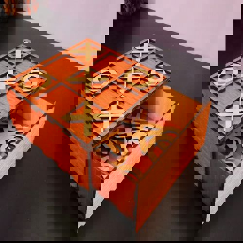 طرح بازی تیک تاک پا با جعبه لیزر برش - laser cut tic tac toe game with box - برای دستگاه CNC چوب و لیزر (سی ان سی)