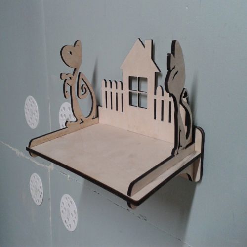 طرح قفسه دیواری برش لیزری سه بعدی پازل - laser cutting wall shelf 3d puzzle ve - برای دستگاه CNC چوب و لیزر (سی ان سی)