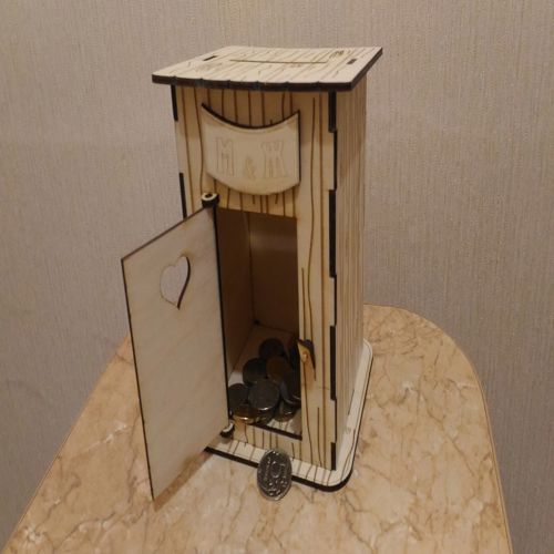 طرح برش لیزری توالت قلک سه بعدی پازل - laser cut toilet piggy bank 3d puzzle ve - برای دستگاه CNC چوب و لیزر (سی ان سی)
