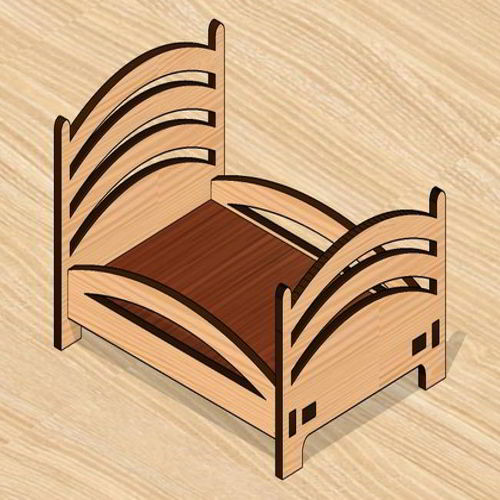 طرح برش لیزری تخت اسباب بازی خانه عروسک - laser cut toy bed dollhouse - برای دستگاه CNC چوب و لیزر (سی ان سی)