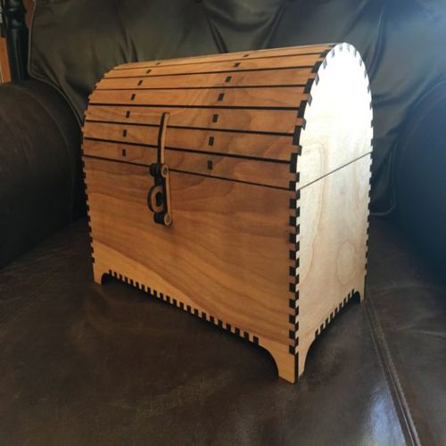 طرح صندوقچه گنج برش خورده با قلاب میلی متری لیزر - laser cut treasure chest with hasp 5mm jpeg - برای دستگاه CNC چوب و لیزر (سی ان سی)