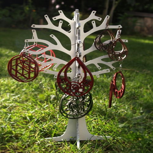 طرح نگهدارنده جواهرات برش لیزری درخت پایه - laser cut tree jewelry holder display stand jpeg - برای دستگاه CNC چوب و لیزر (سی ان سی)