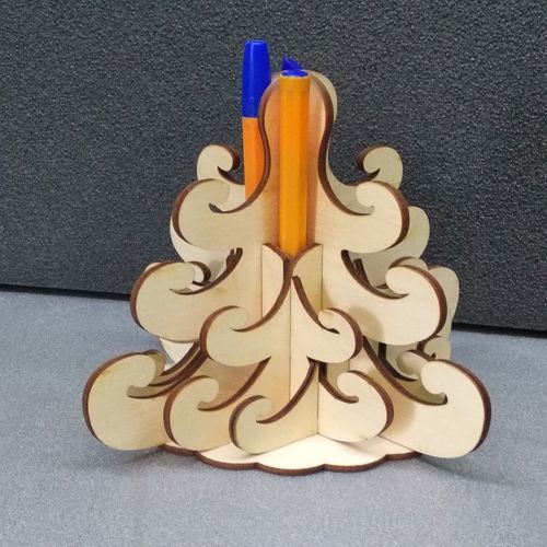 طرح برش لیزری درخت شکل مداد گیر جای مداد - laser cut tree shaped pencil holder ve - برای دستگاه CNC چوب و لیزر (سی ان سی)