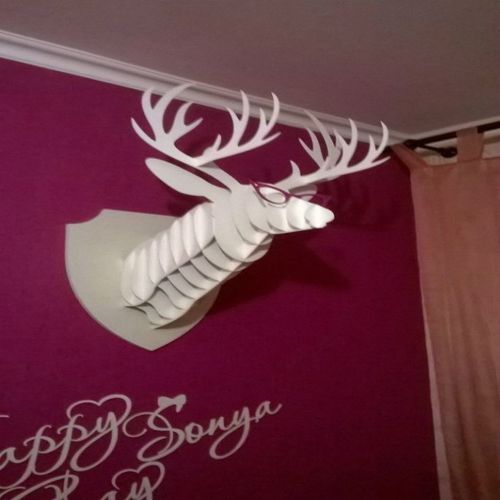 طرح برش لیزری غنائم گوزن سر گوزن - laser cut trophy deer head ve - برای دستگاه CNC چوب و لیزر (سی ان سی)